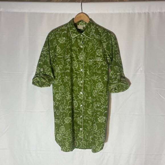 Julia Amory Husband Button Front Shirt Dress Cover Up Moss Petunia Small - Picture 5 of 6